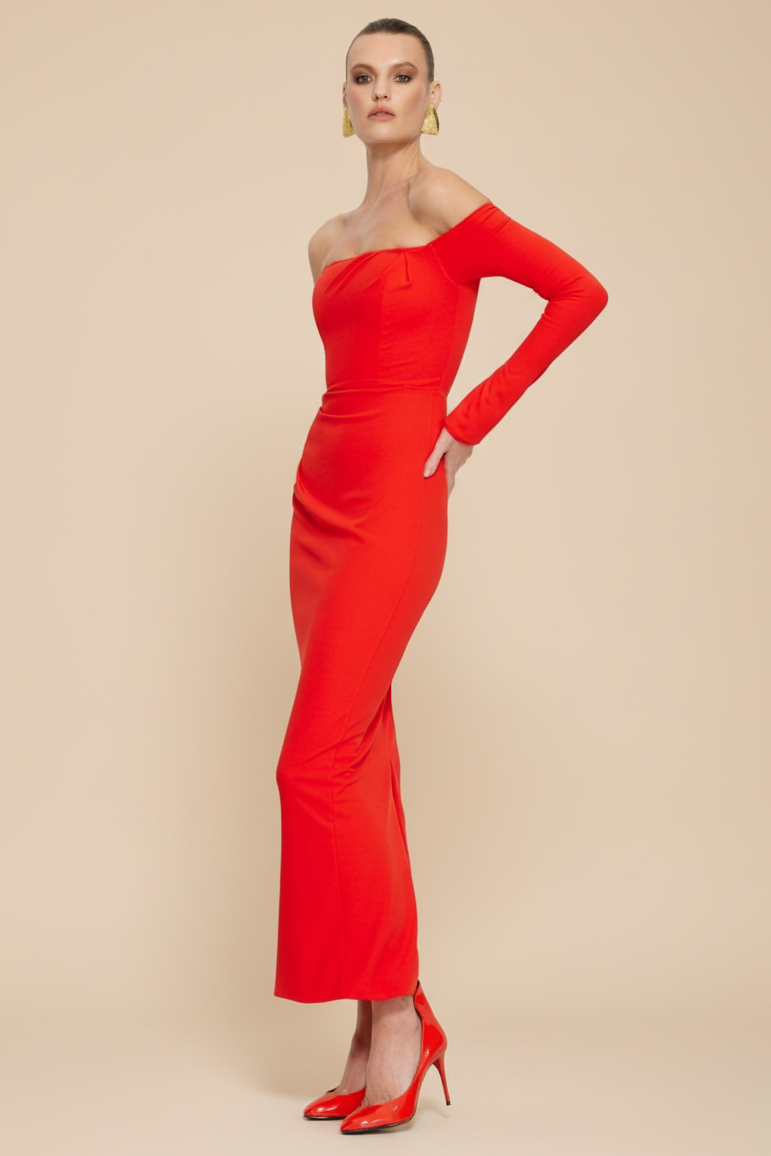 Kristie Midi Dress - Cherry Red