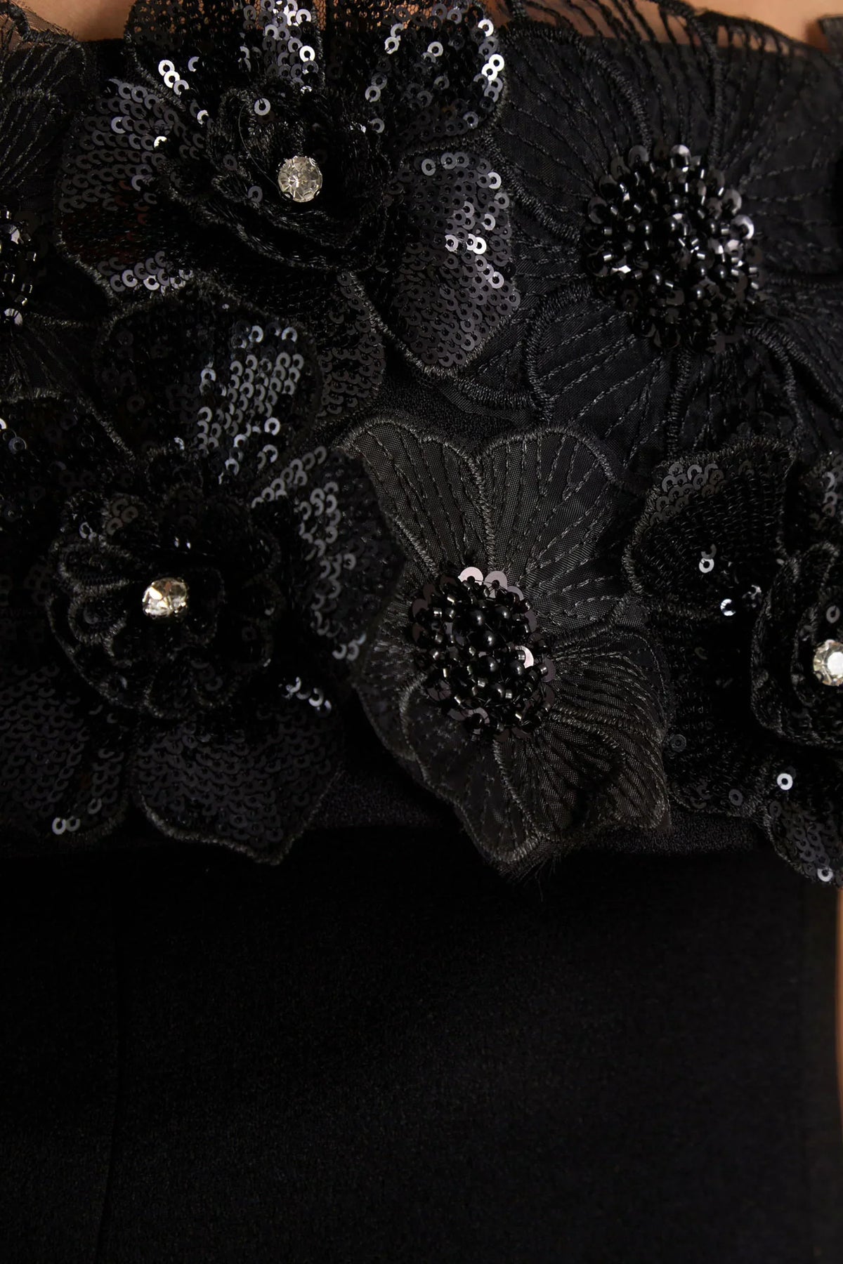 Tempest | Black Halter-Neck Mini Dress With Hand-Embellished Panel