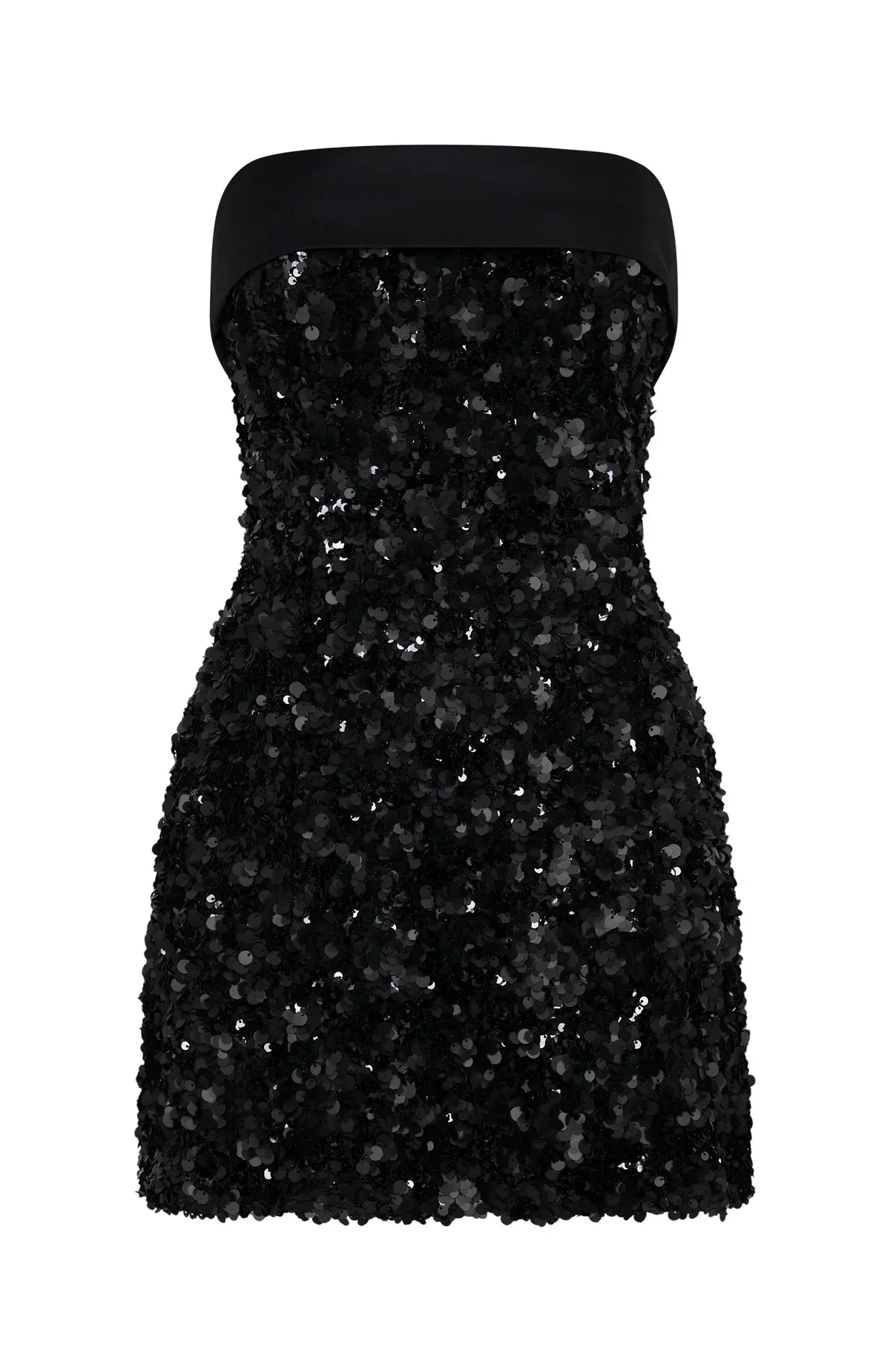 All In Strapless Sequin Mini Dress Black