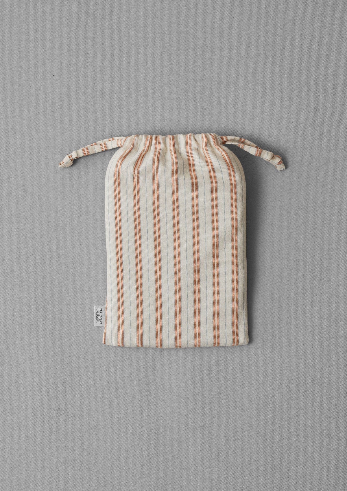 Ines Stripe Cotton Flannel Housewife Pillowcase Set | Apricot/Soft Blue