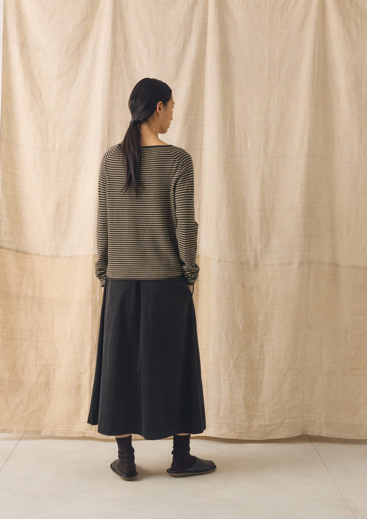 Organic Cord Pull On Skirt | Charcoal