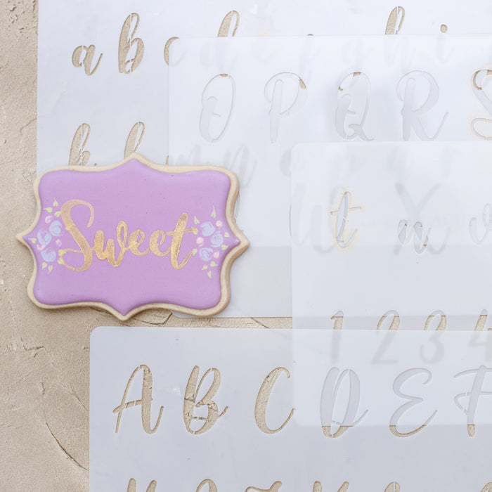Acrylic Calligraphy Stencils Letters and Numbers for cake decorating your cakes, cupcakes and cookies. Lacupella