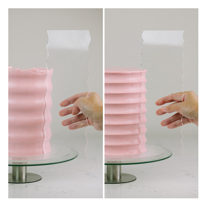 Acrylic Icing Combs provide ribbon patterns when used as a scraper when frosting your buttercream cakes. Achieve that detailed "ribbon" or layered look with these versatile patterned icing combs.