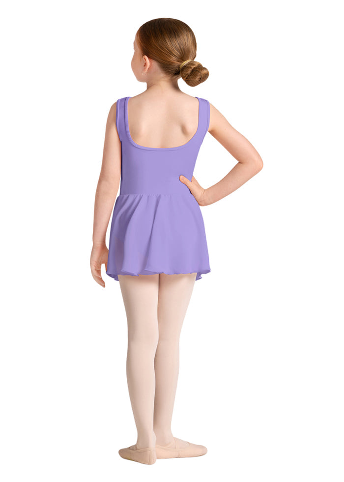 Bloch youth Helena tank dance dress in light purple with scoop back.