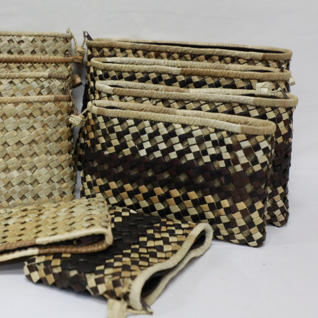 Lauhala Clutch Dark Brown Stripe