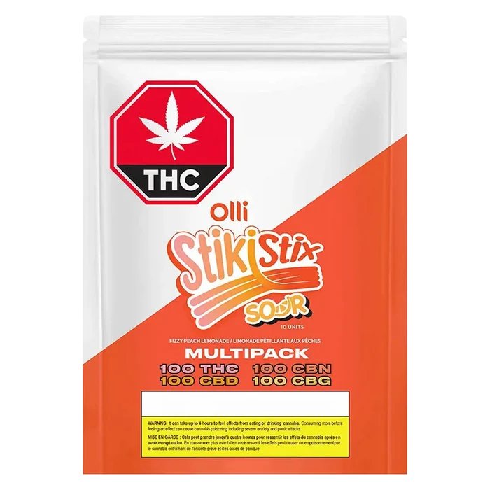 StikiStix 10 pack Multipack Sour Fizzy Peach Lemonade Gummies Edibles