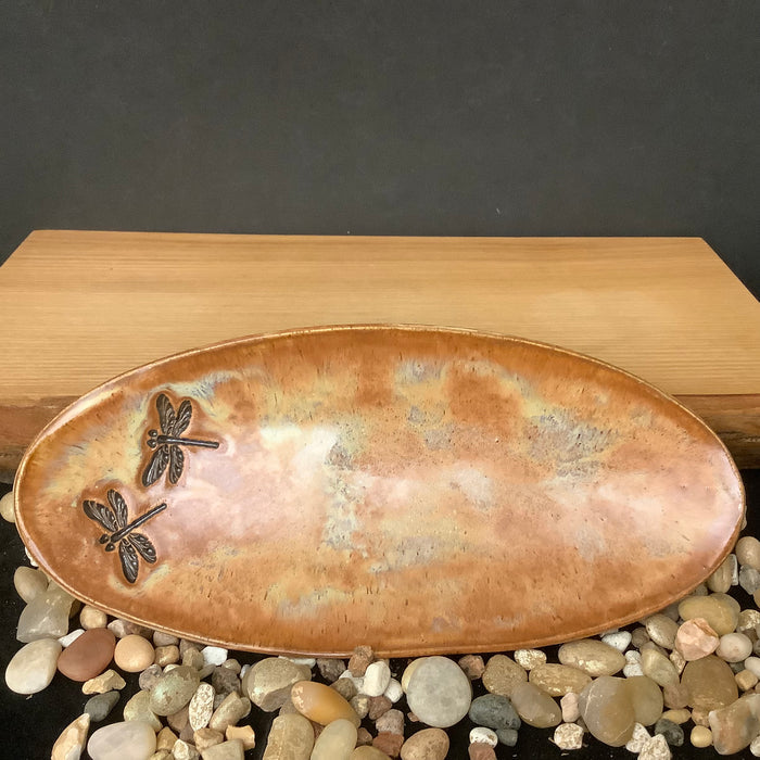 Spoon Rest Dragonflies with Copper Brown Glaze