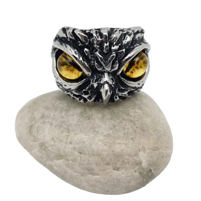 Yellow Owl Face Ring