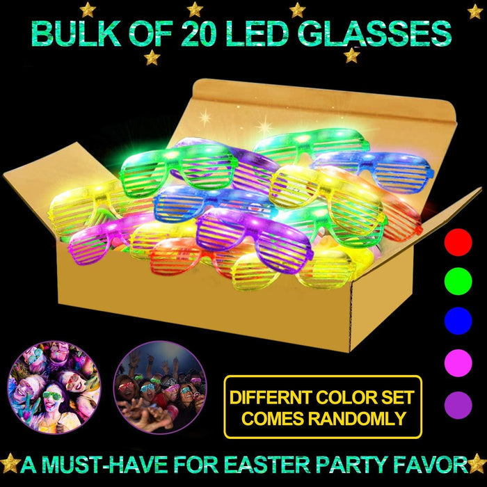 20pcs LED Glasses,6 Colors Light Up Glasses Party Supplies Neon Party Glow Toys - Decotree.co Online Shop