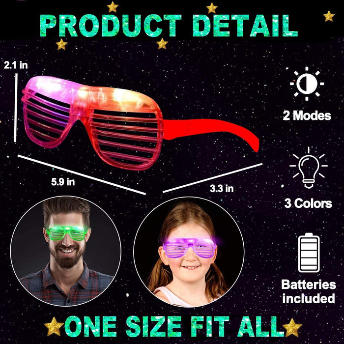 20pcs LED Glasses,6 Colors Light Up Glasses Party Supplies Neon Party Glow Toys - Decotree.co Online Shop