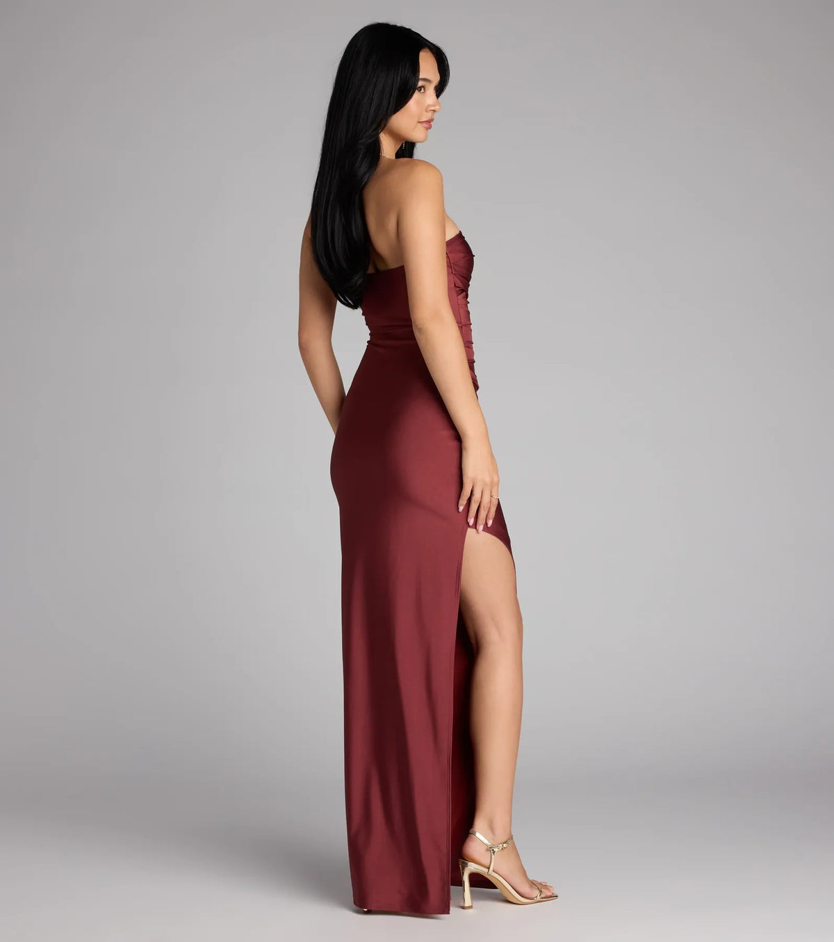 Anisley Strapless High Slit Column Formal Dress