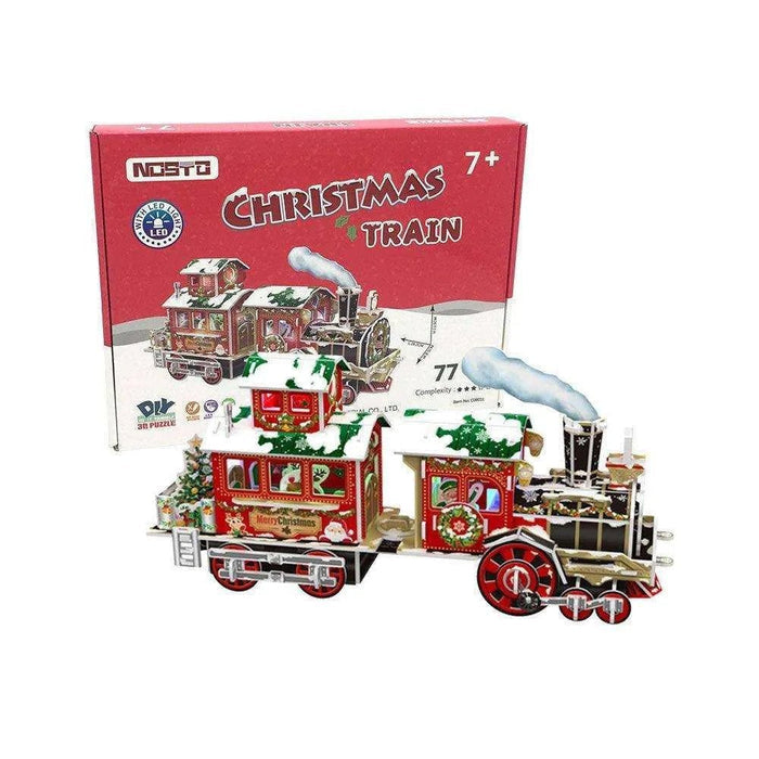 3D Train DIY Puzzle for Children's Christmas Gift Hardboard Model - DiyCraftsProject