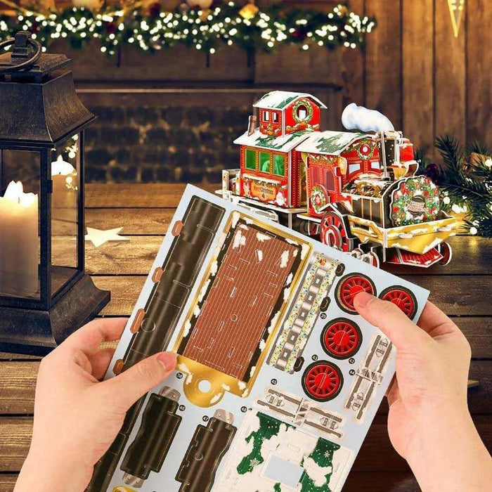 3D Train DIY Puzzle for Children's Christmas Gift Hardboard Model - DiyCraftsProject
