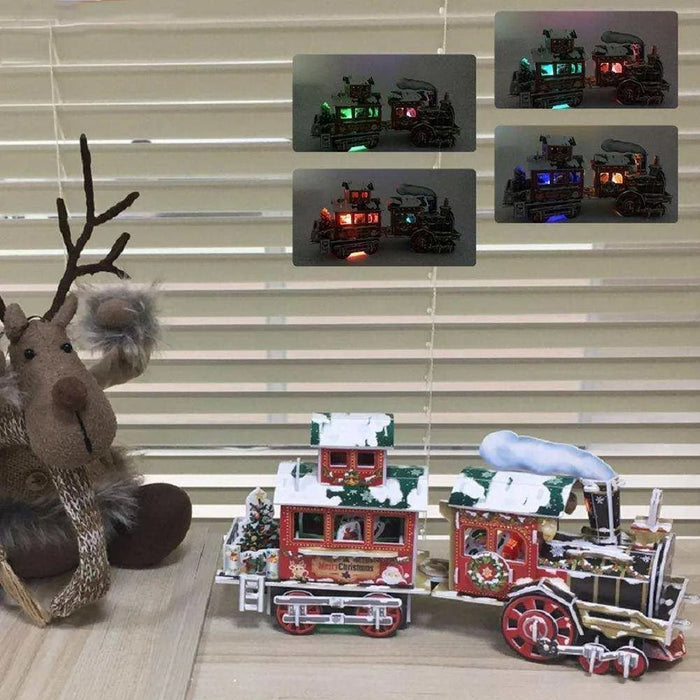 3D Train DIY Puzzle for Children's Christmas Gift Hardboard Model - DiyCraftsProject
