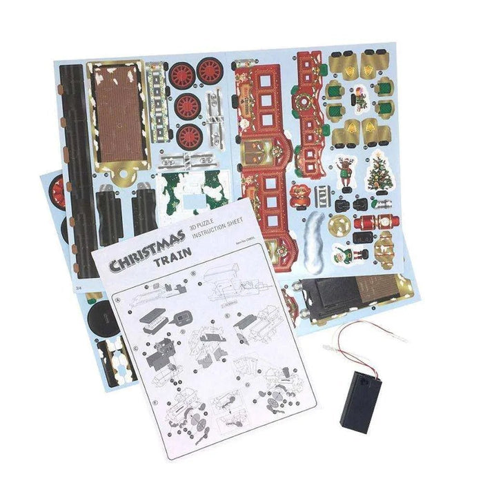 3D Train DIY Puzzle for Children's Christmas Gift Hardboard Model - DiyCraftsProject
