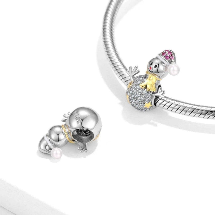 Christmas Snowman Sterling Silver Necklace Bracelet - DIY Beads - DiyCraftsProject