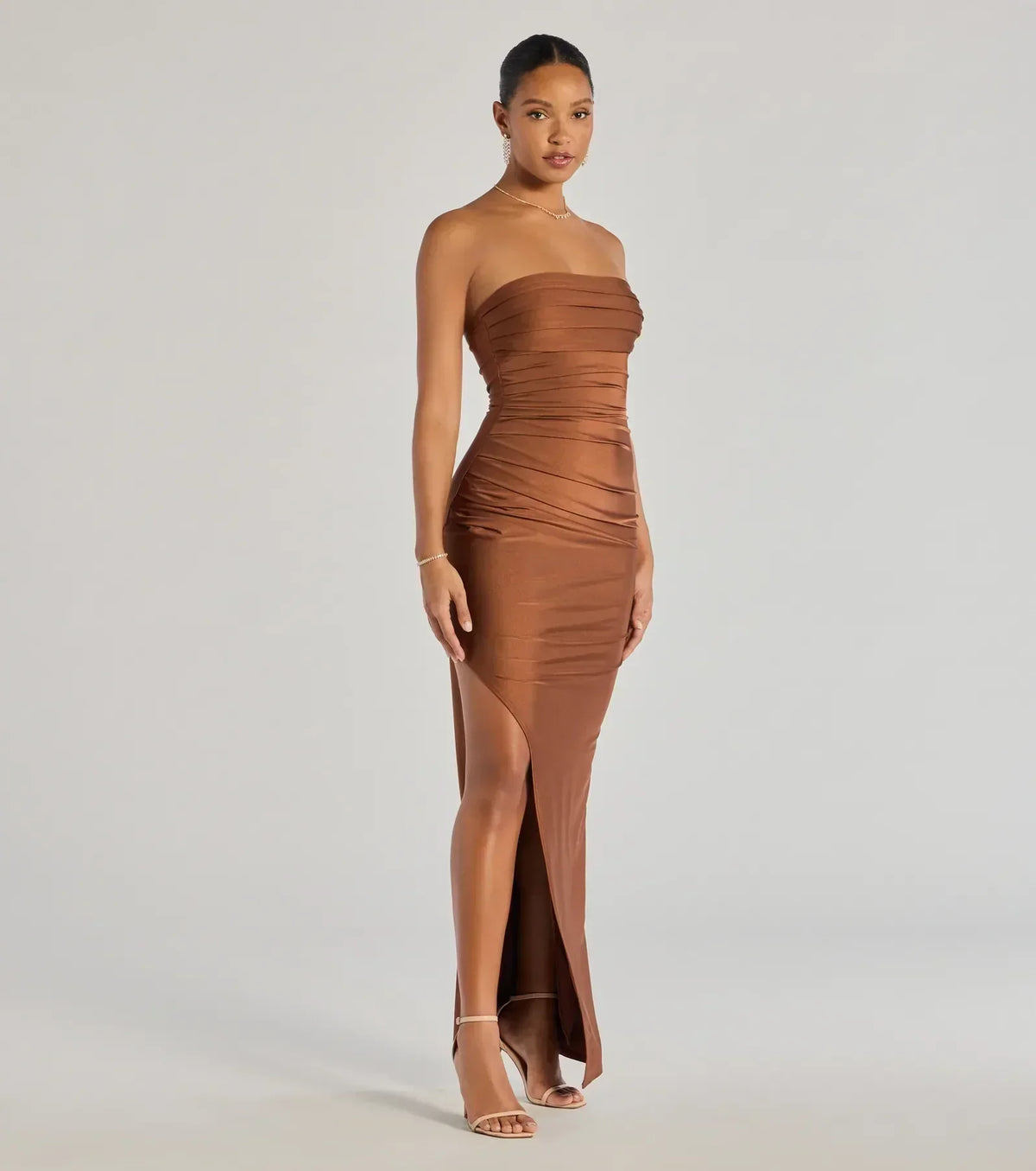 Anisley Strapless High Slit Column Formal Dress