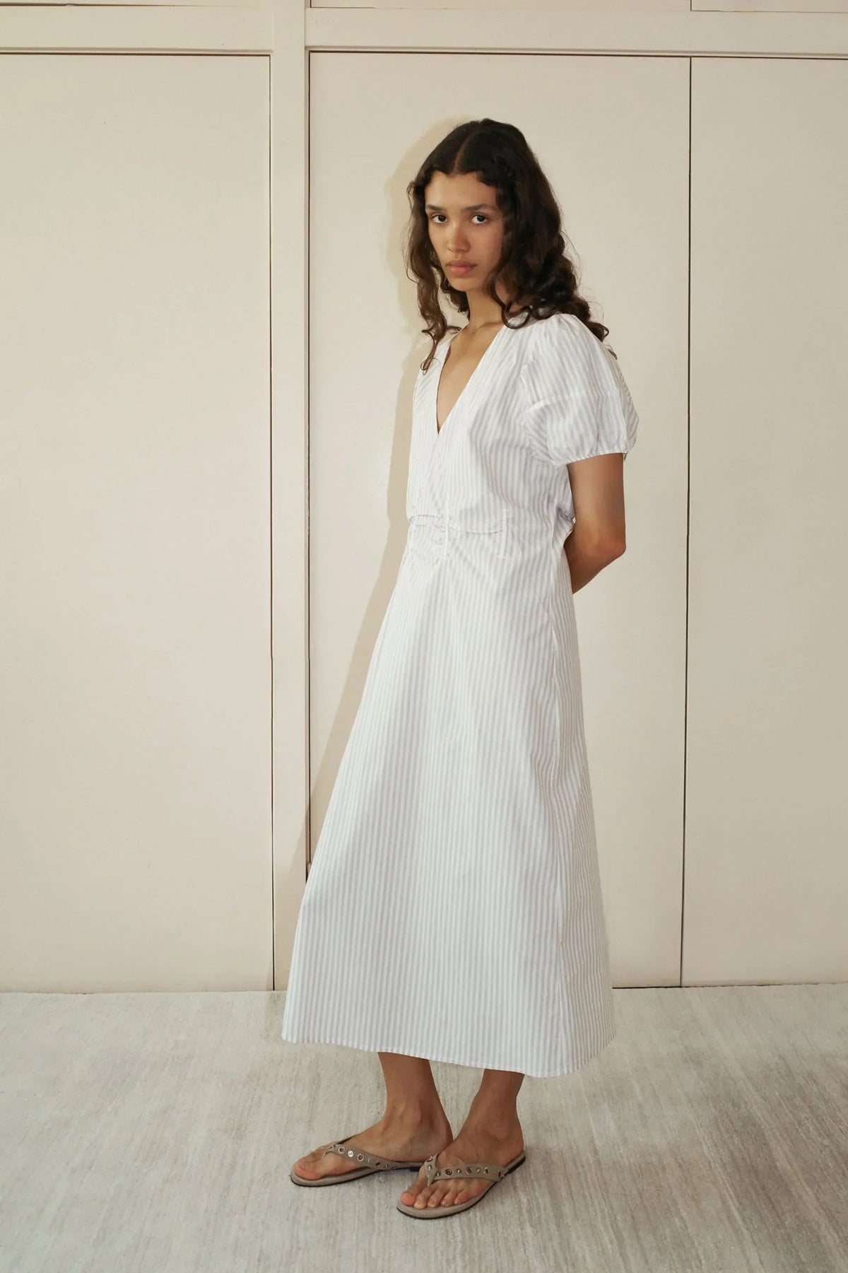 Pinched Dress - Lake Stripe