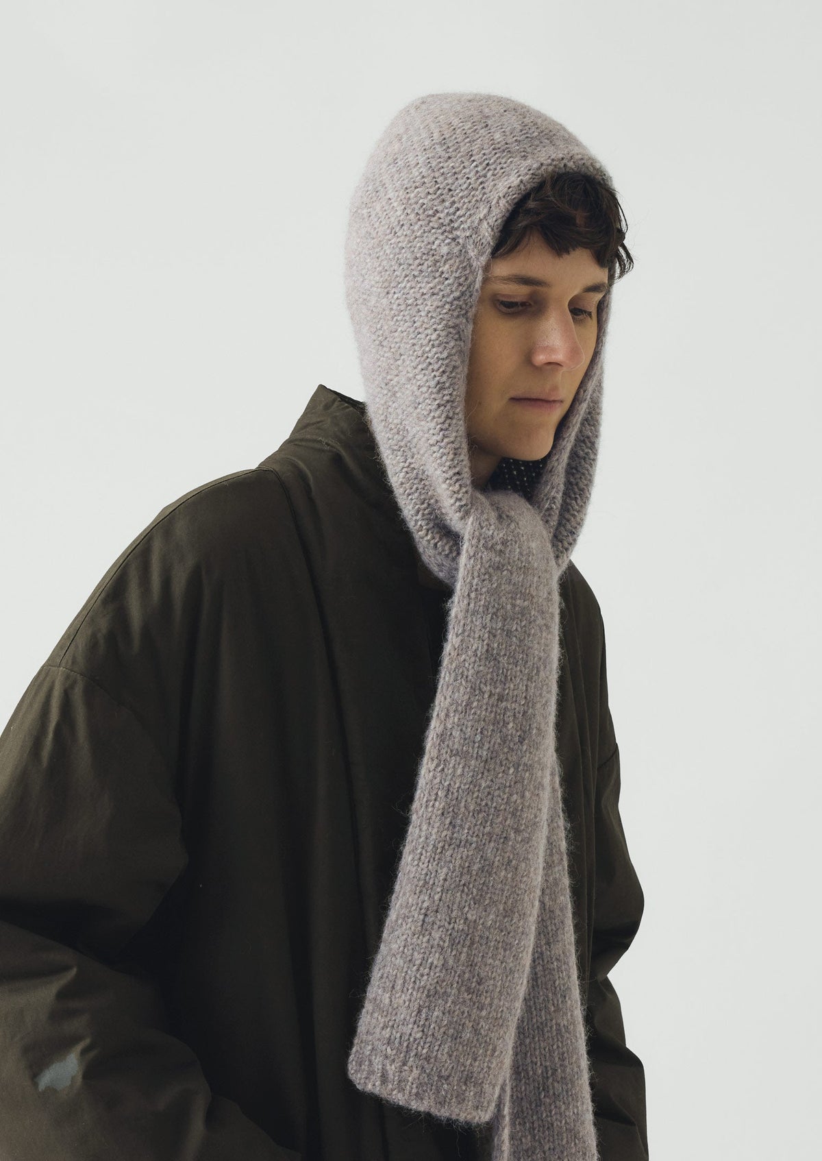 Lofty Alpaca Hooded Scarf | Stone