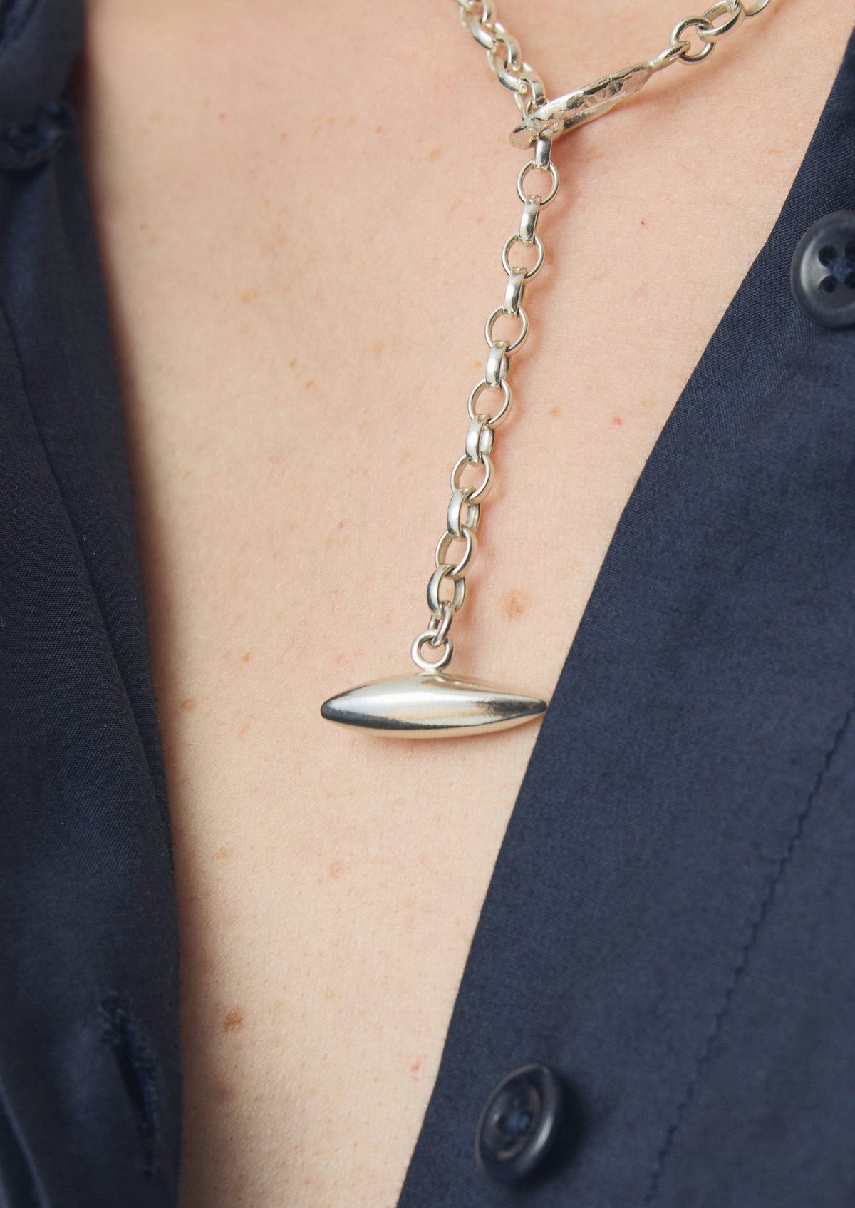 Sally Lacock Pod Toggle Silver Necklace | Silver