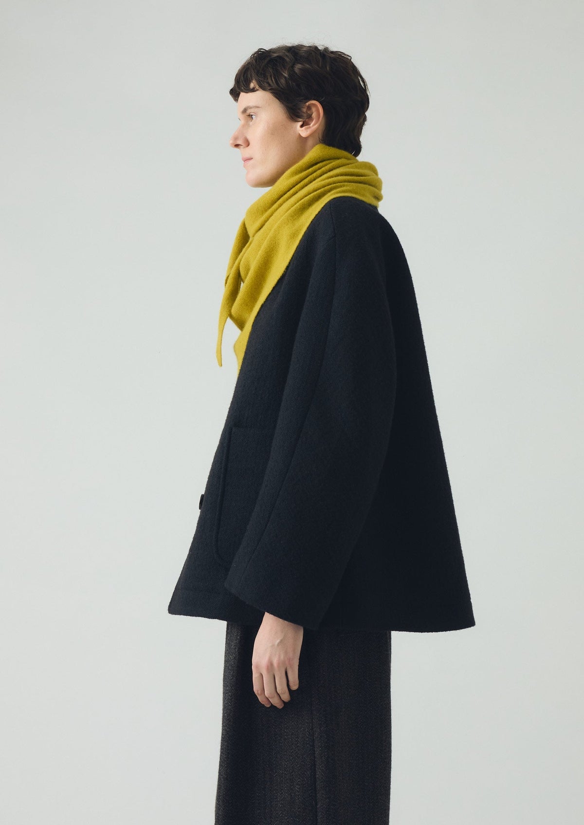 Wool Cashmere Large Bandana | Yellow Moss