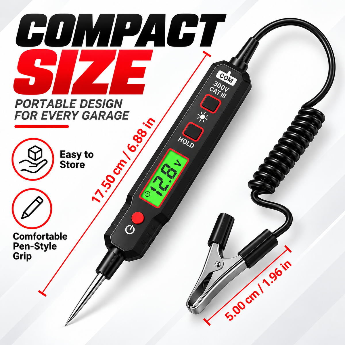 6V–24V Automotive Circuit Tester – Digital Voltage Probe with Short Circuit Detection, Polarity & Continuity Testing