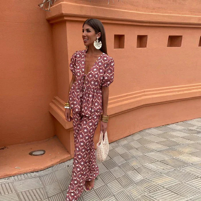 Liora – Summer Two-Piece Set with Statement Print