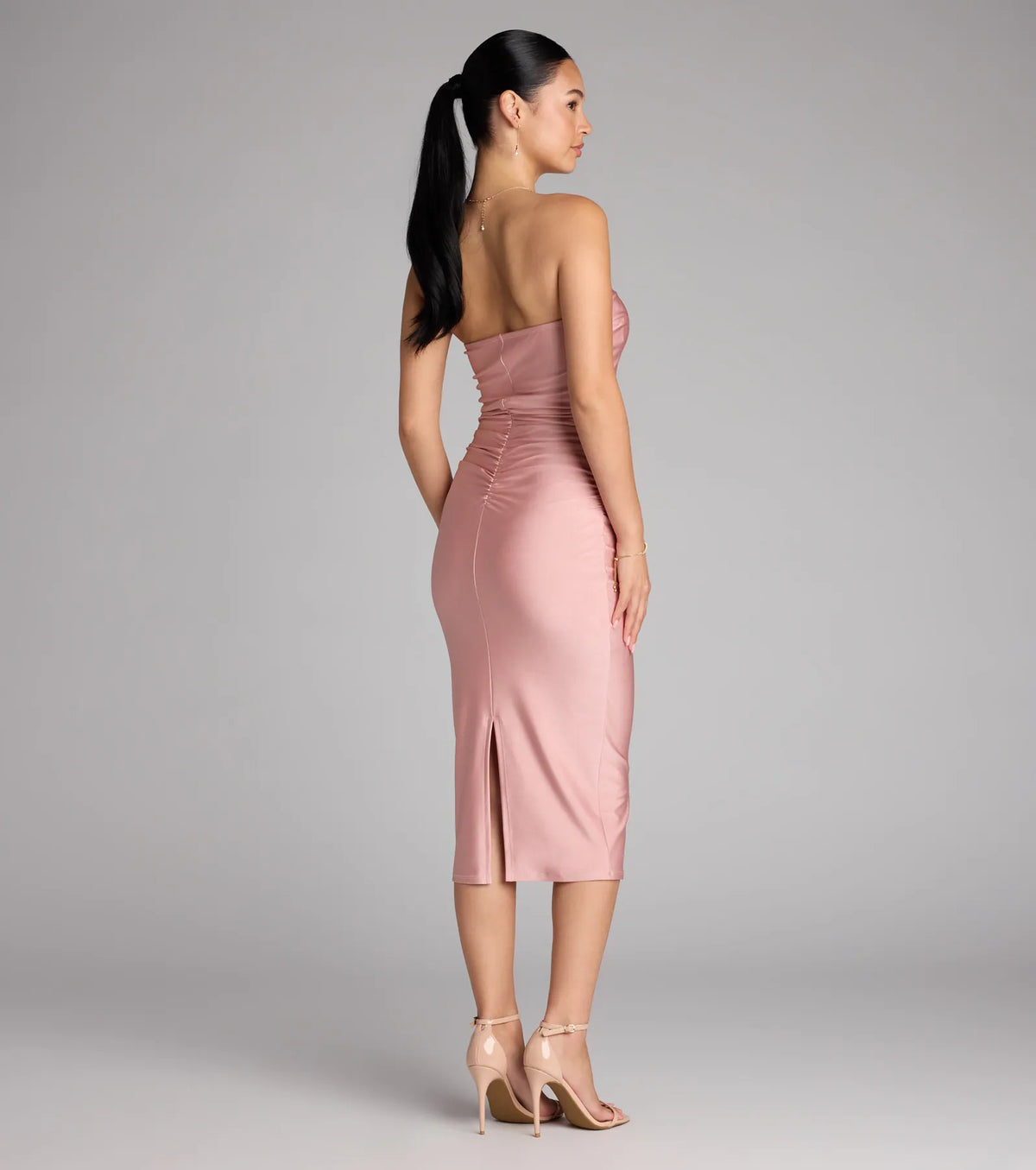 Fabulous Allure Strapless Bodycon Midi Dress