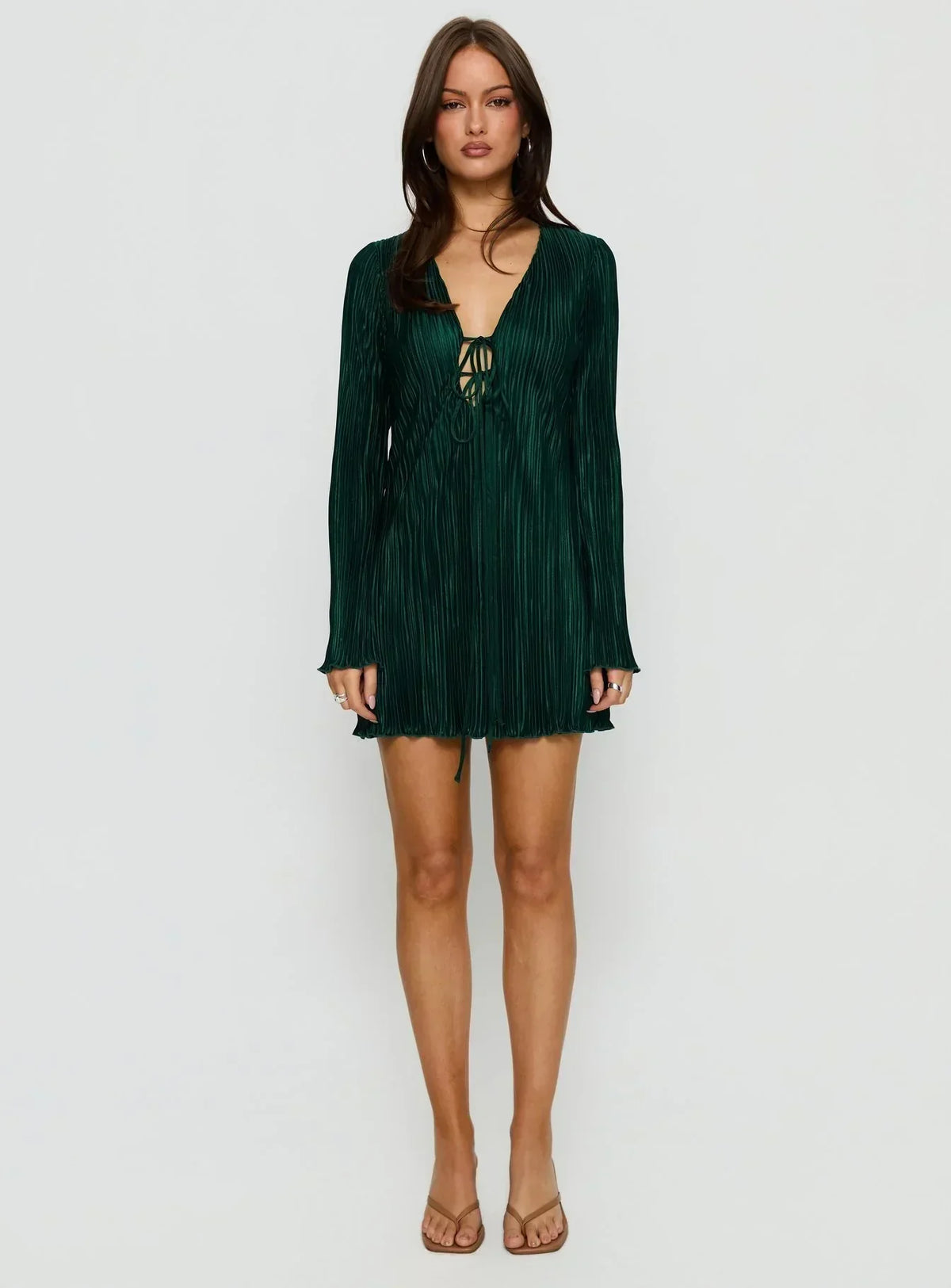 Malop Long Sleeve Mini Dress Emerald