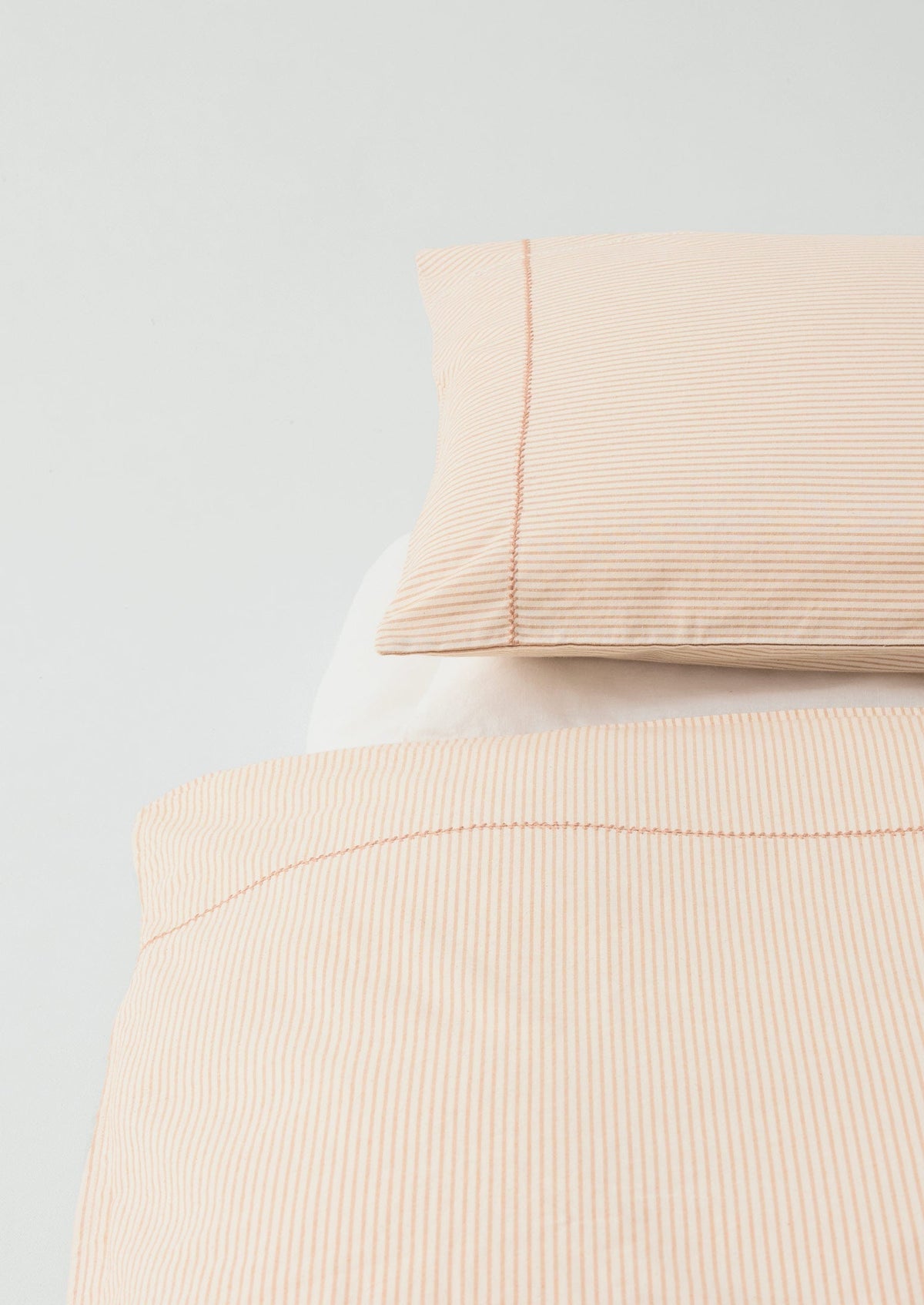 Soft Stripe Cotton Duvet Cover | Clay/Ecru