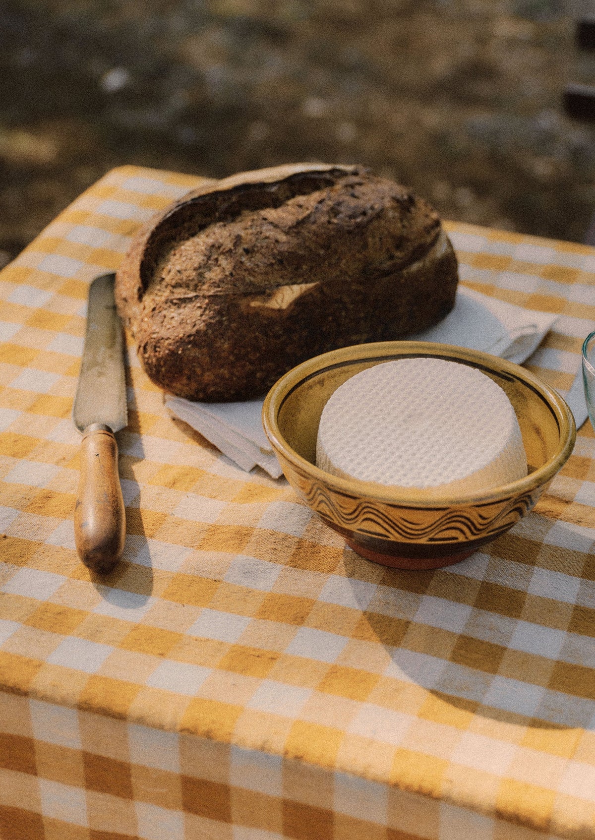 Orchard Check Linen Cotton Tablecloth | Mist/Cider