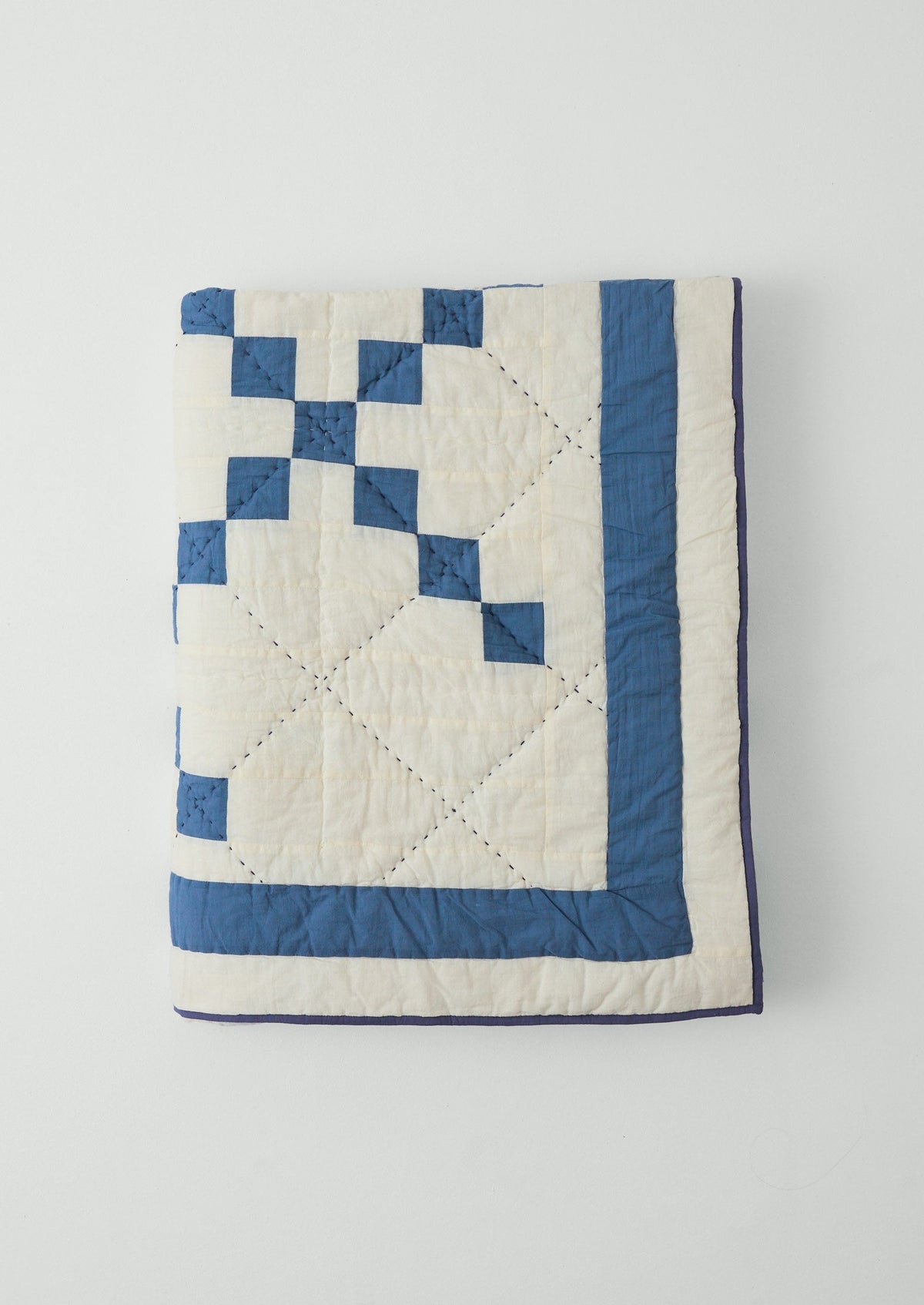 Lattice Patchwork Quilt | Ecru/Aegean Blue