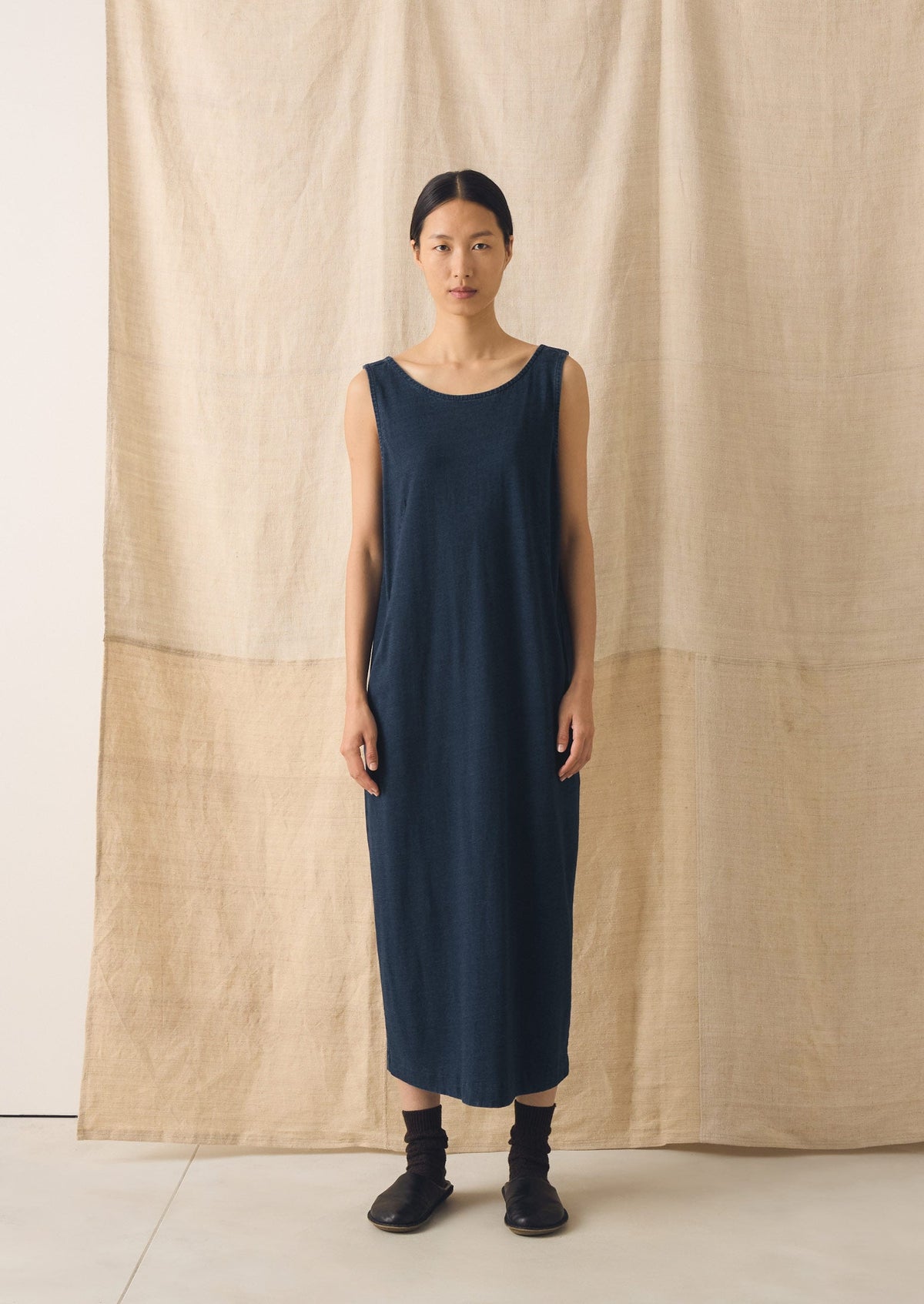 Lydia Jersey Shift Dress | Washed Indigo