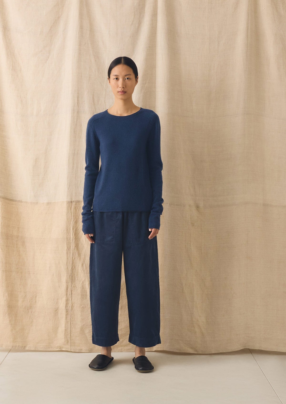 Wool Cashmere Neat Sweater | Midnight