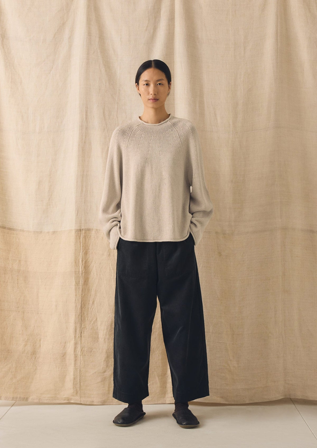 Organic Cotton Linen Easy Sweater | Parchment