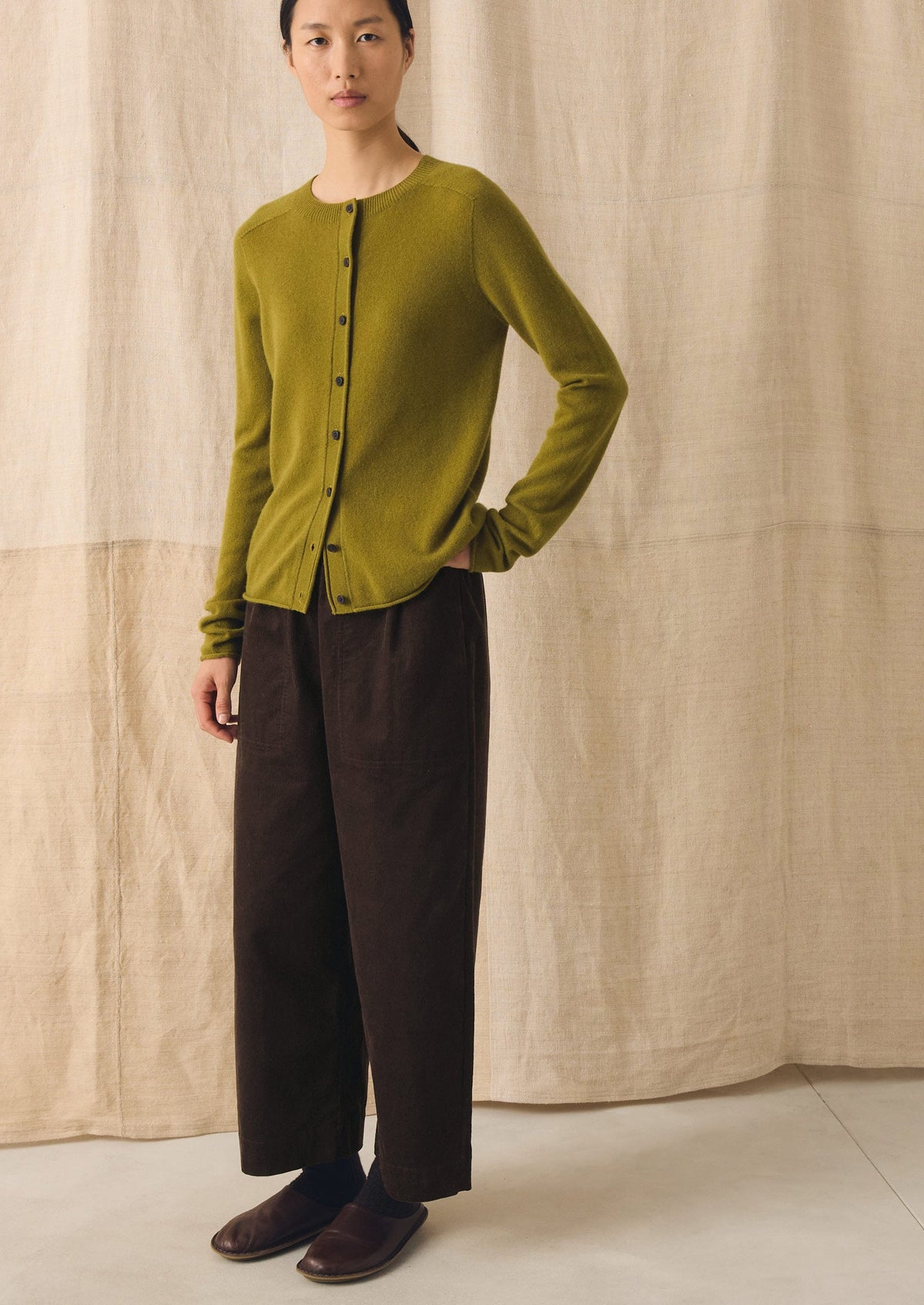 Wool Cashmere Neat Cardigan | Pear