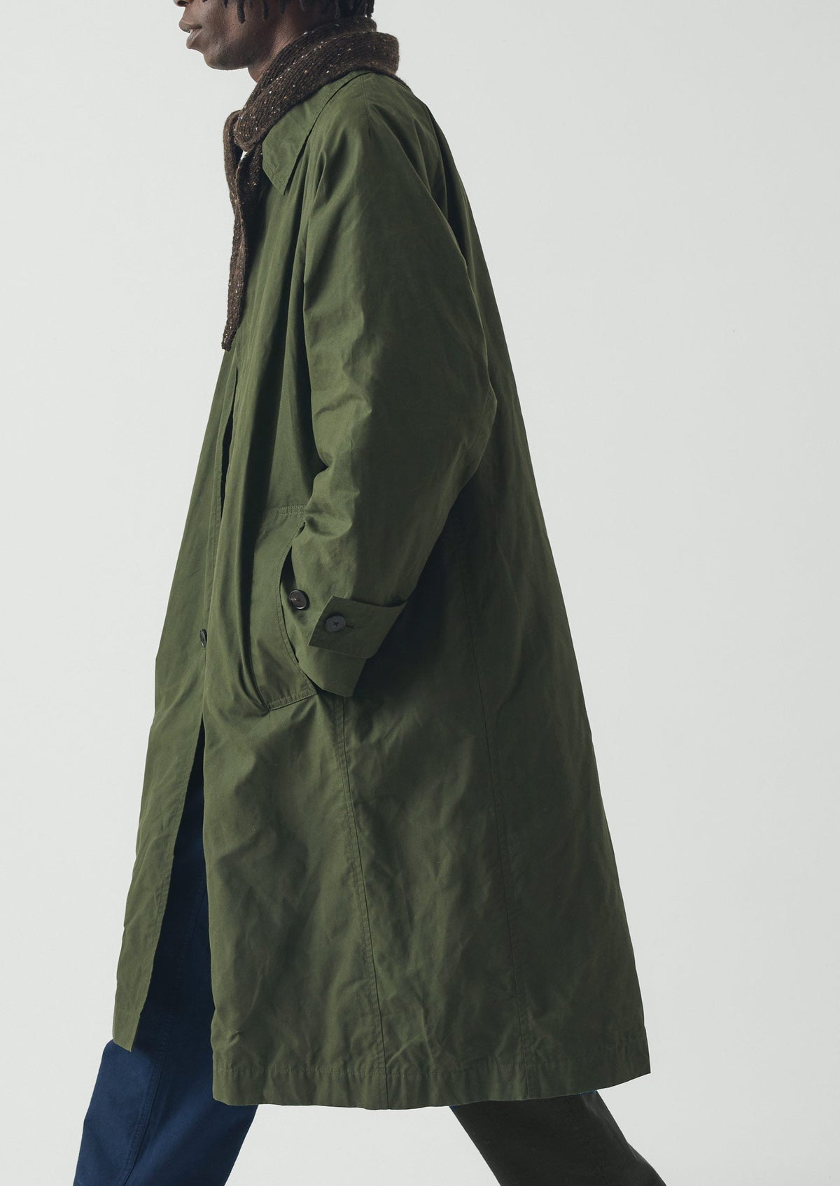 Waxed Cotton Trench Coat | Forest Green