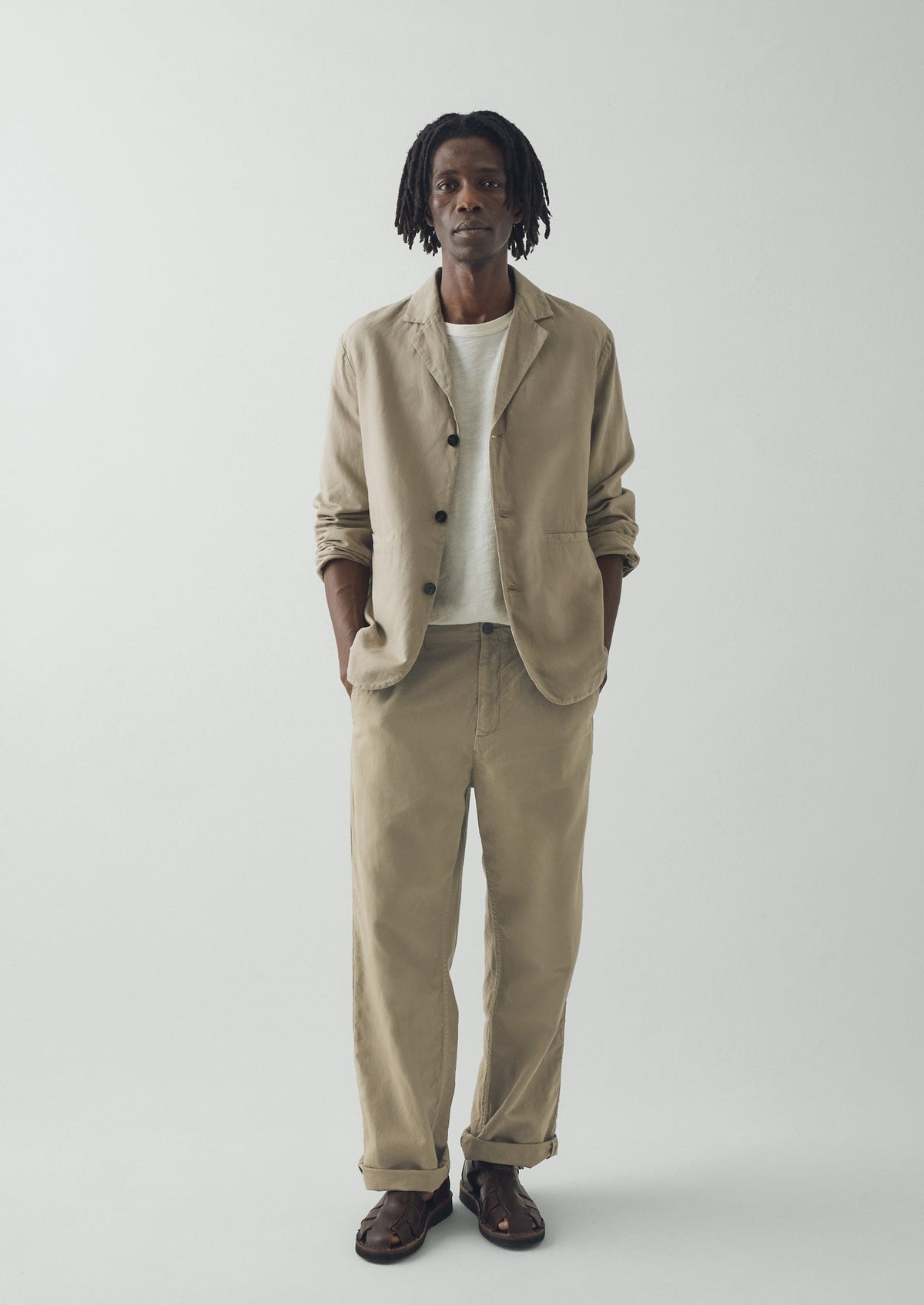 High Break Cotton Linen Blazer | Salt