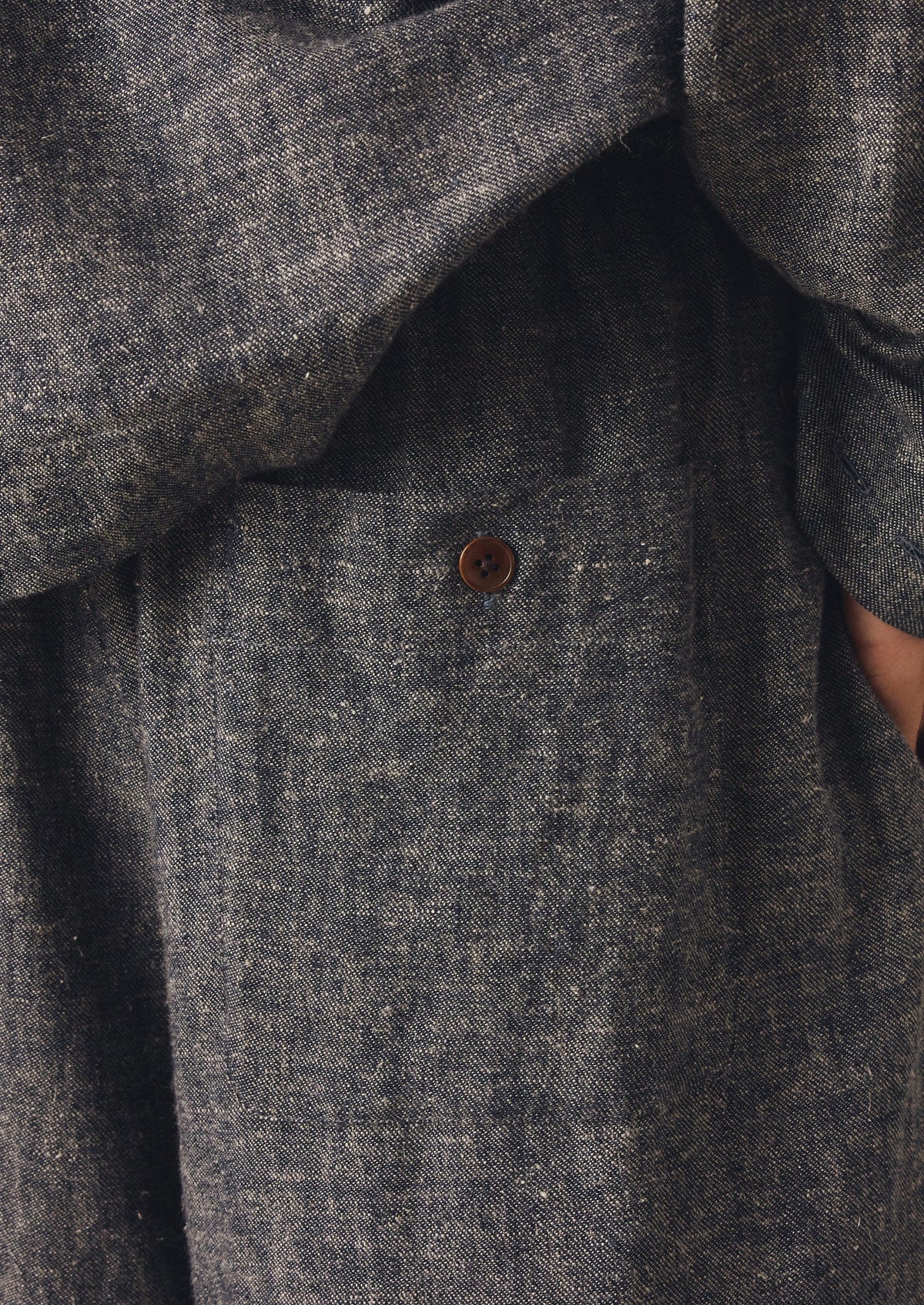 Pleated Linen Cotton Twill Trousers | Navy/Ecru