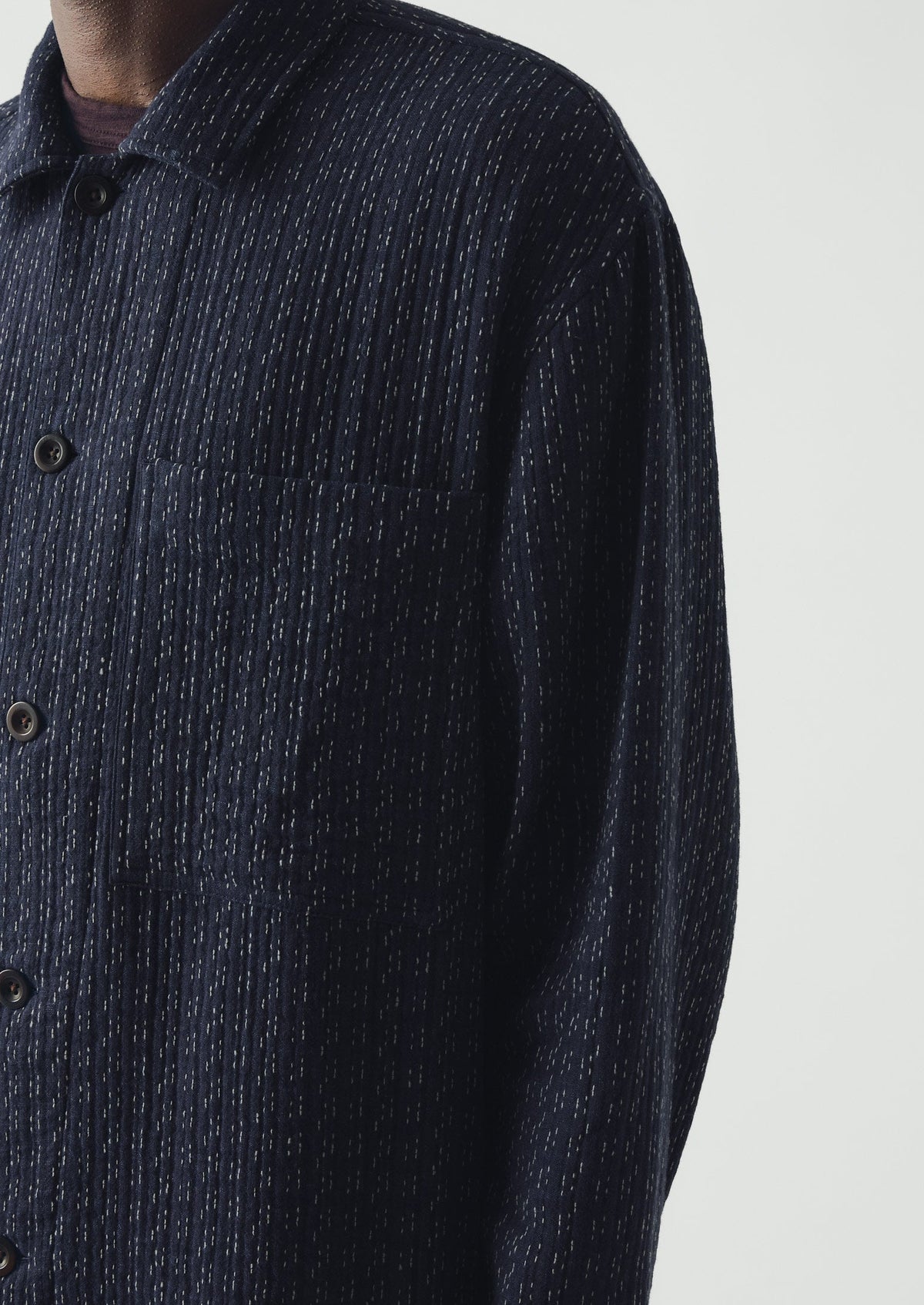 Scatter Stitch Cotton Shirt | Indigo