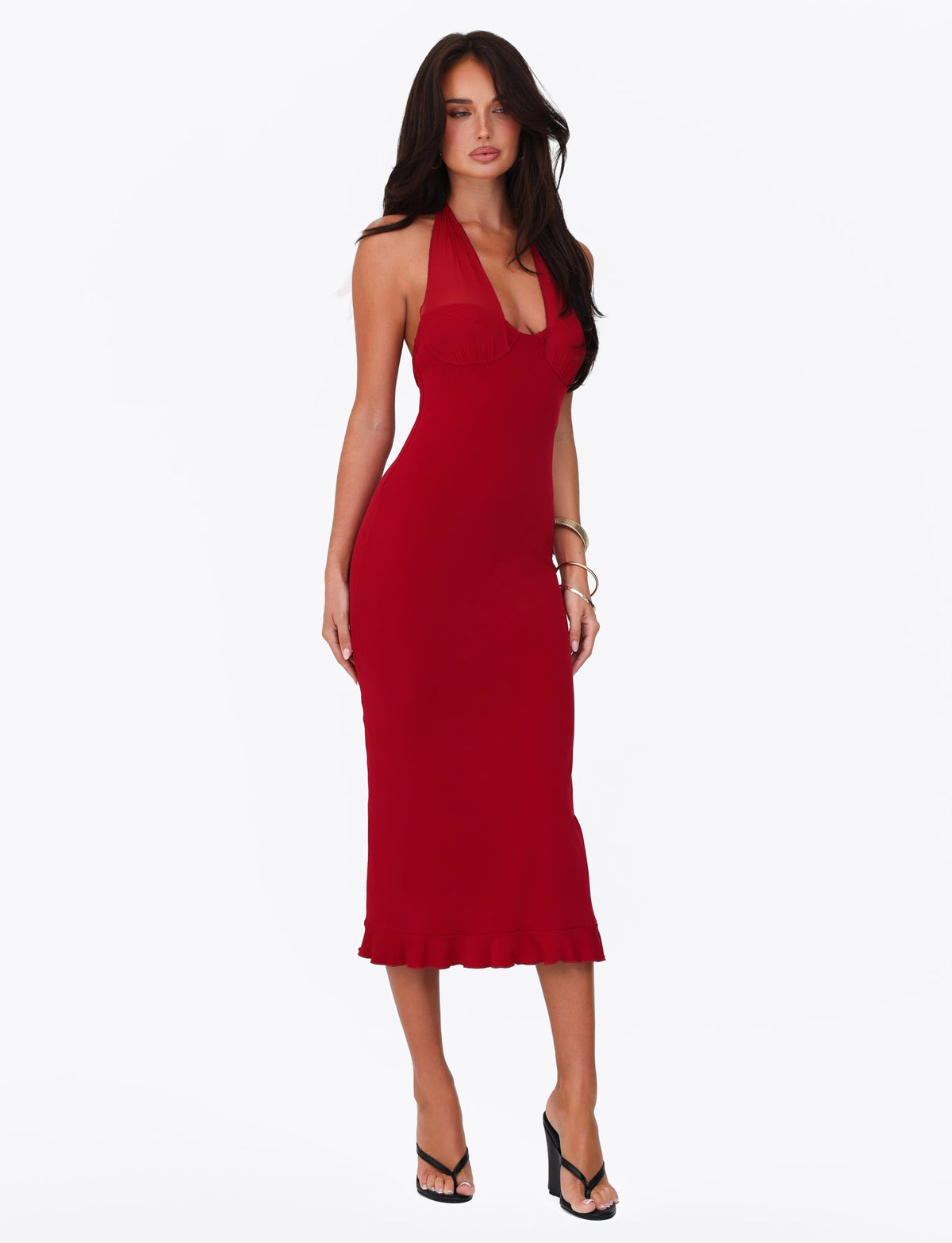 GRANGER MIDI DRESS - RED : CHERRY RED