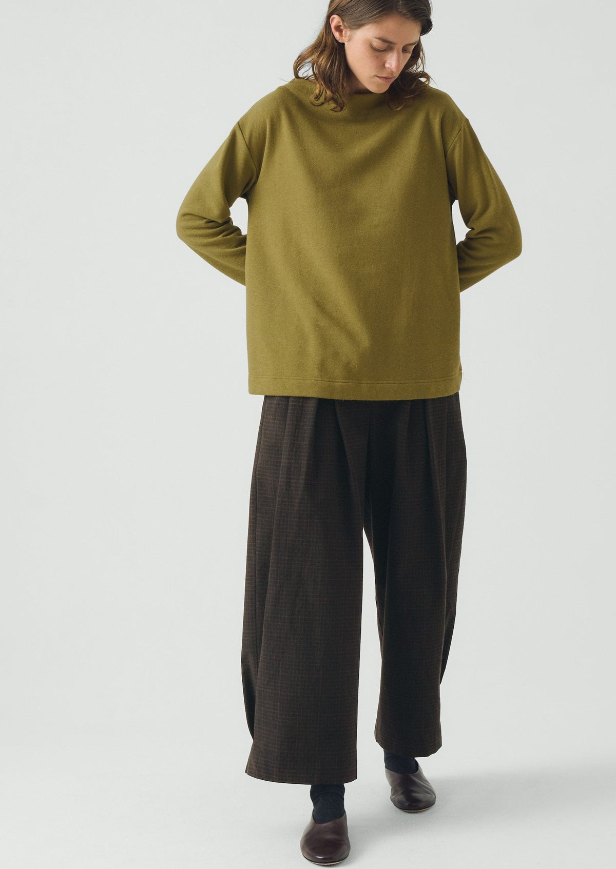 Mock Neck Cotton Hemp Sweater | Warm Olive