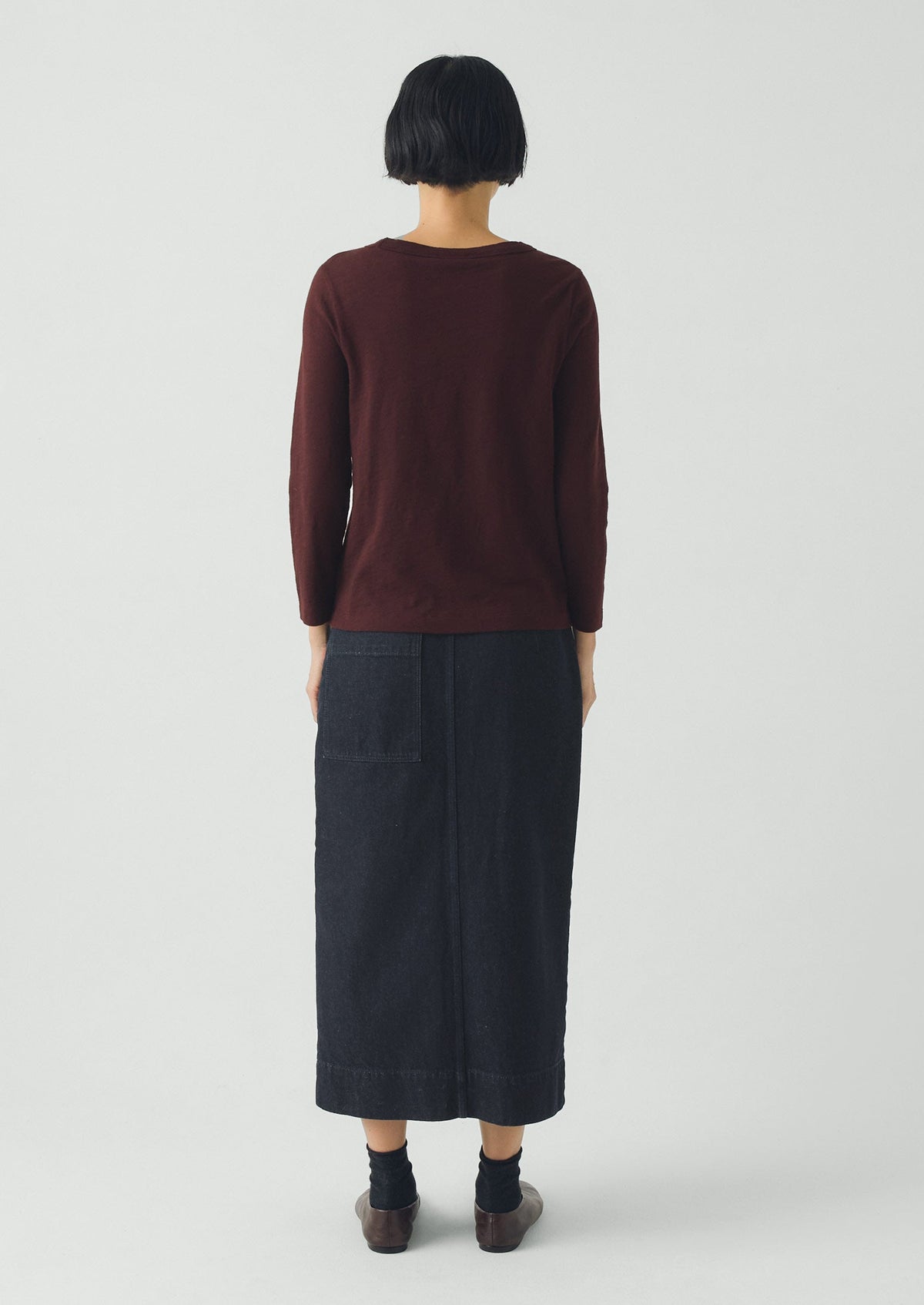Lia Cotton Boat Neck Tee | Beetroot