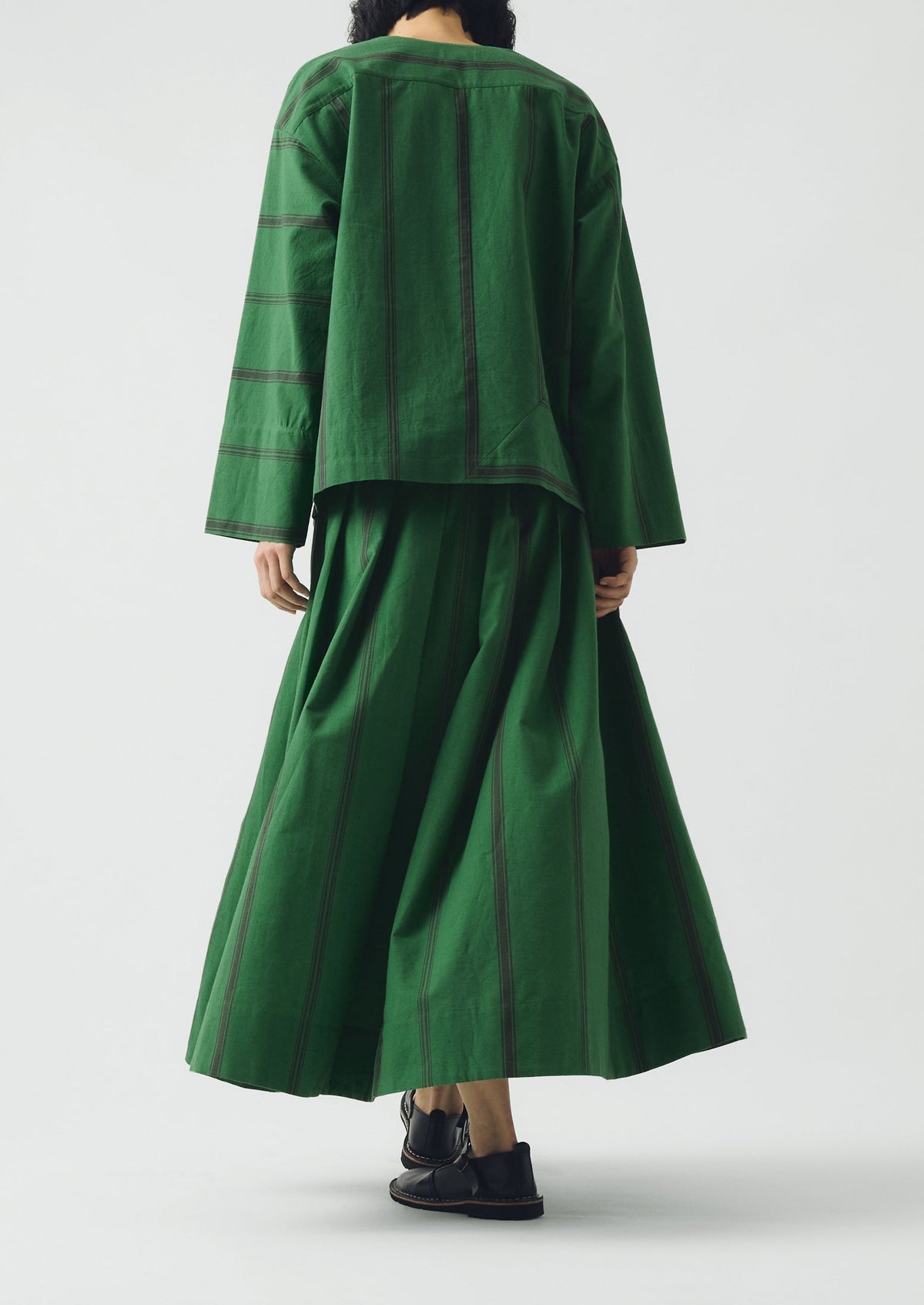 Tea Towel Stripe Cotton Skirt | Sea Green