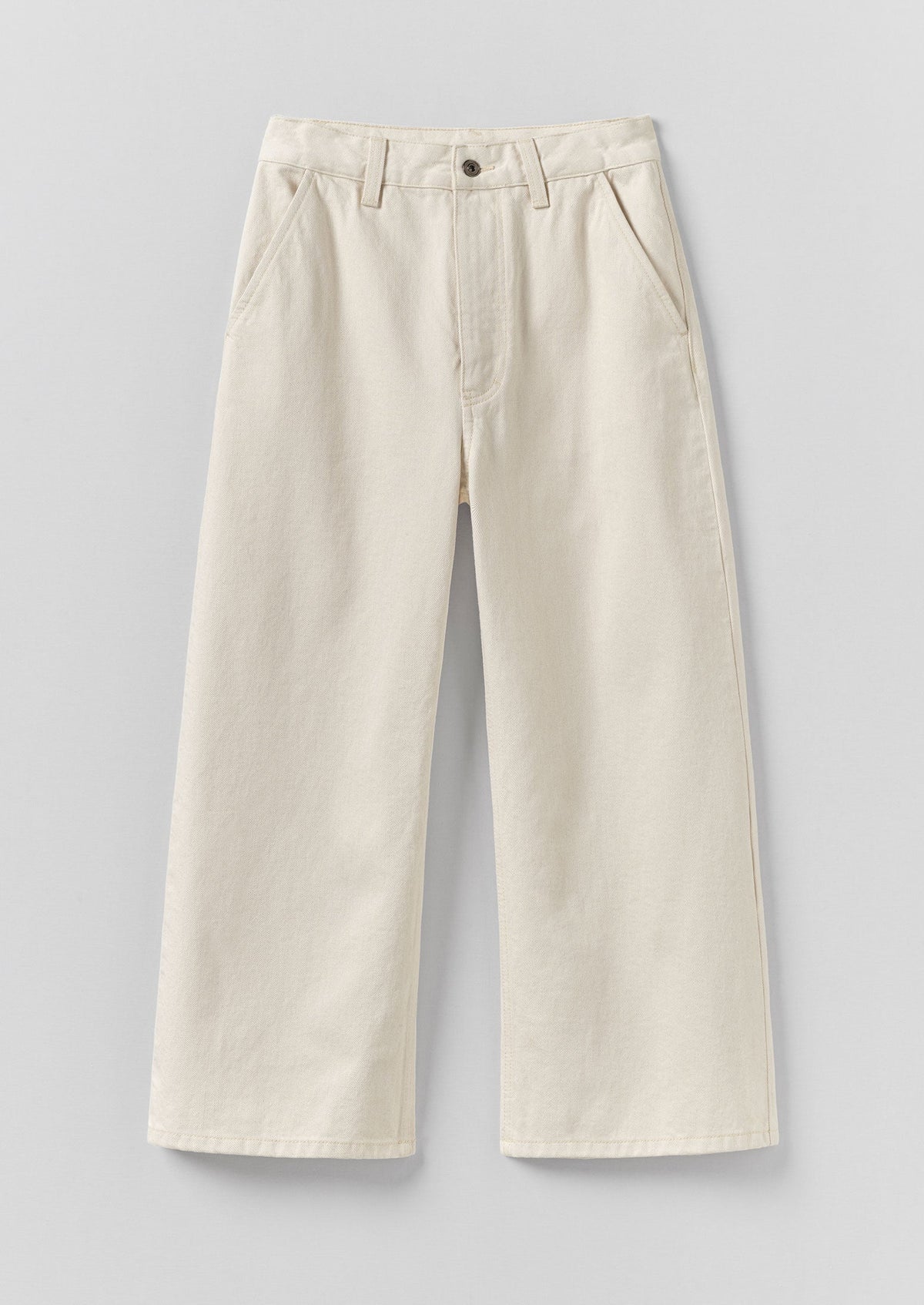 Relaxed Wide Leg Denim Trousers | Ecru