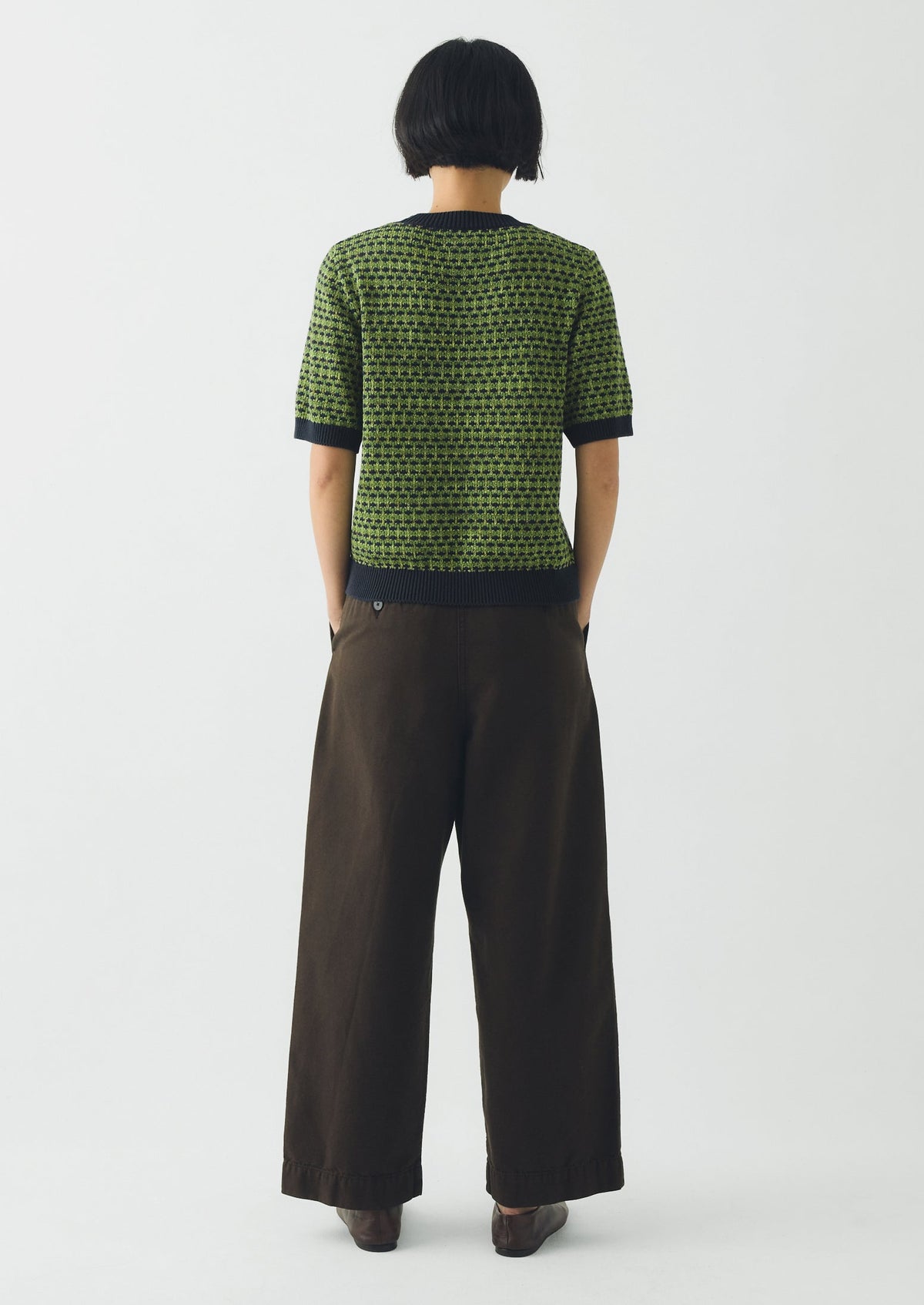 Pleat Front Garment Dyed Cotton Trousers | Black Walnut