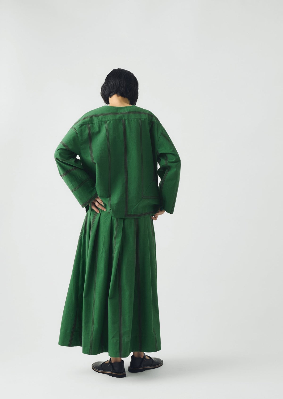Tea Towel Stripe Long Sleeve Top | Sea Green