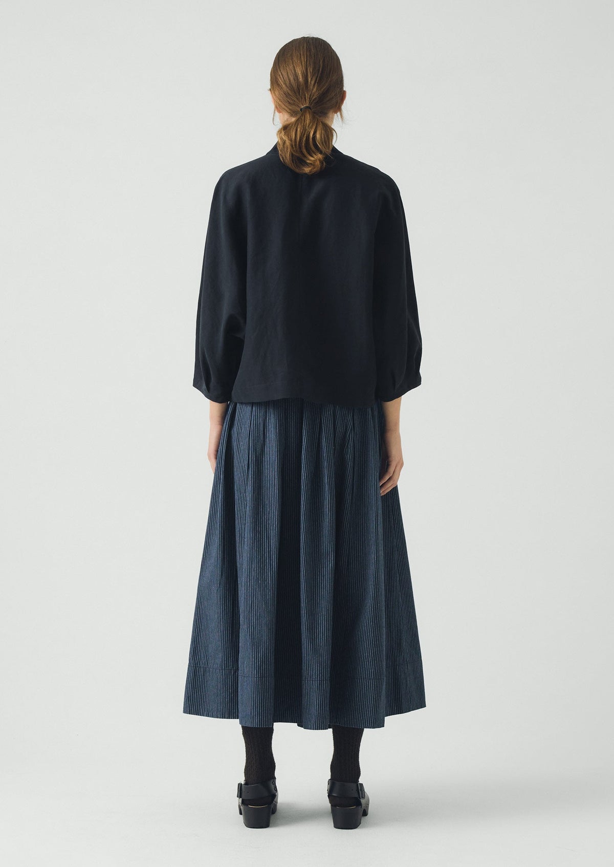 Linen Silk Wrap Shirt | Deep Indigo