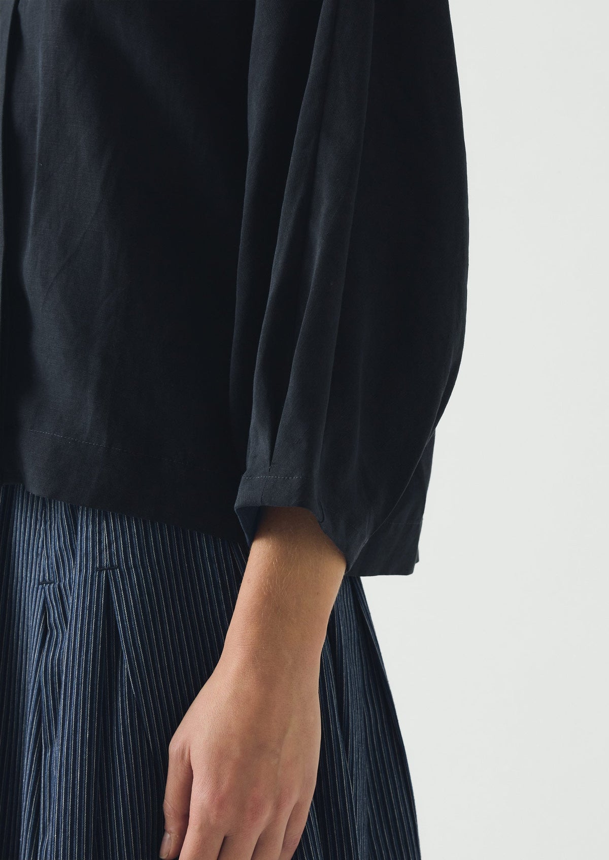 Linen Silk Wrap Shirt | Deep Indigo