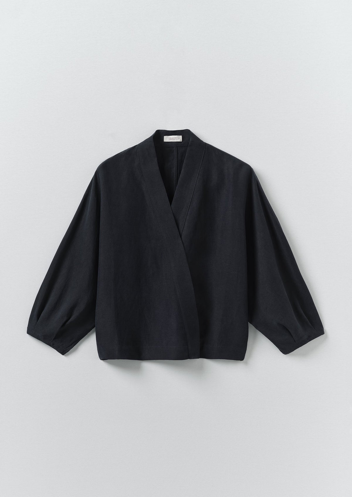 Linen Silk Wrap Shirt | Deep Indigo